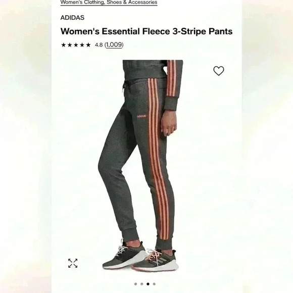 Adidas Women’s 3 Stripe Cotton Fleece Sweatpants Jogger, Size XS, Gray w/ Mango - Picture 14 of 16